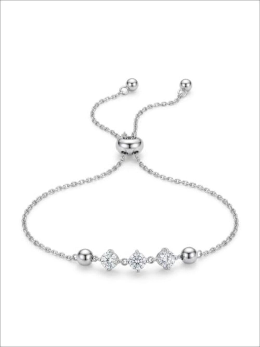 0.28 CTTW Lab Grown Diamond Bracelet, 925 Sterling Silver, Adjustable Chain